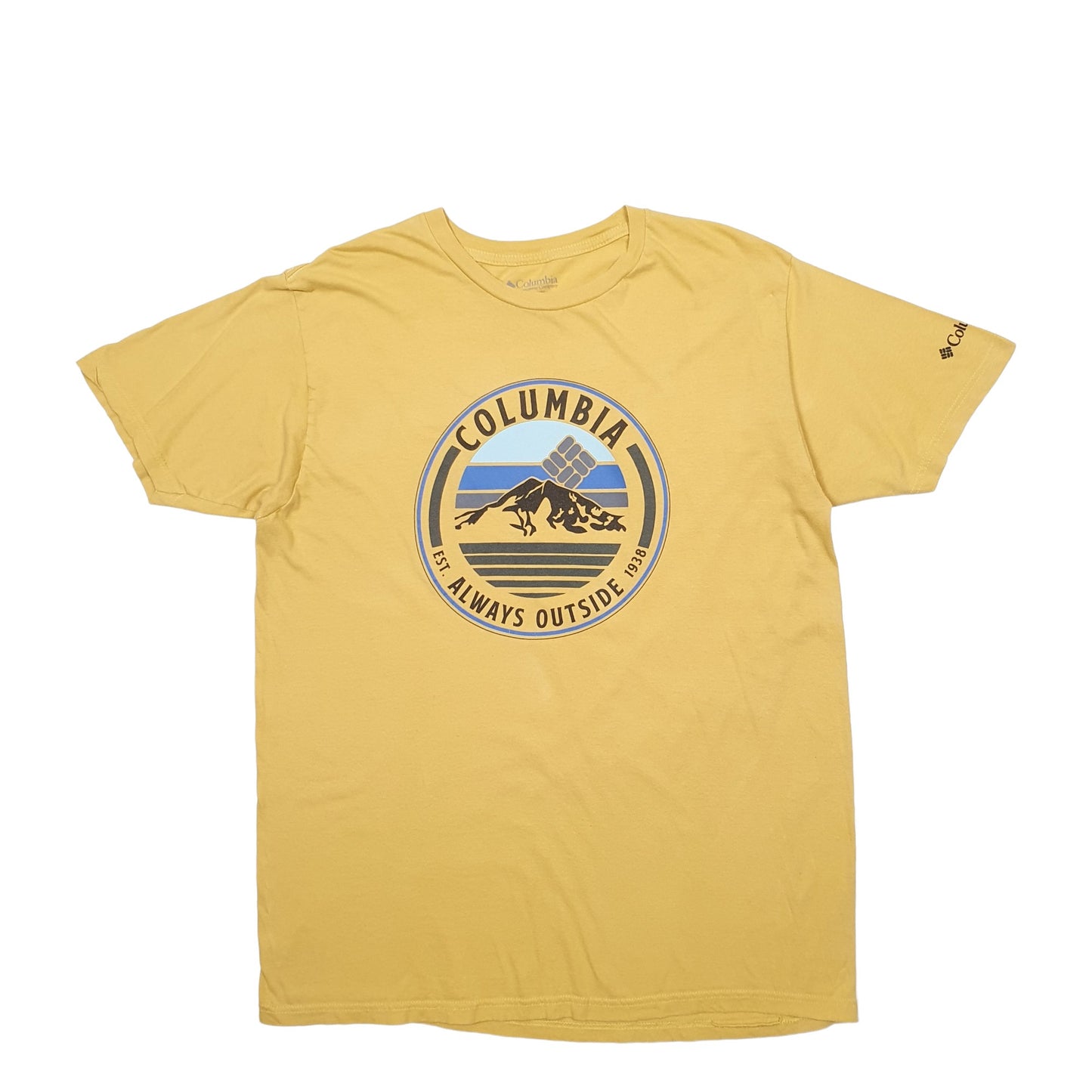 Mens Yellow Columbia Sportswear Spellout Short Sleeve T Shirt