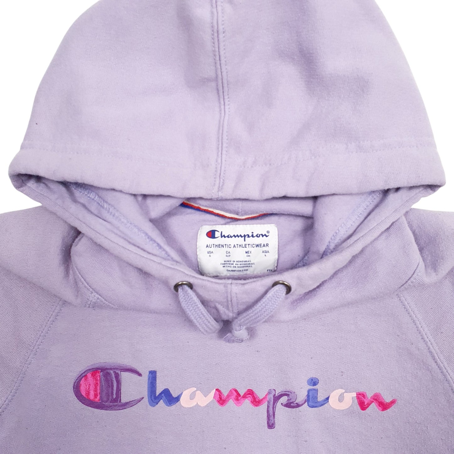 Womens Purple Champion Spellout Hoodie Jumper