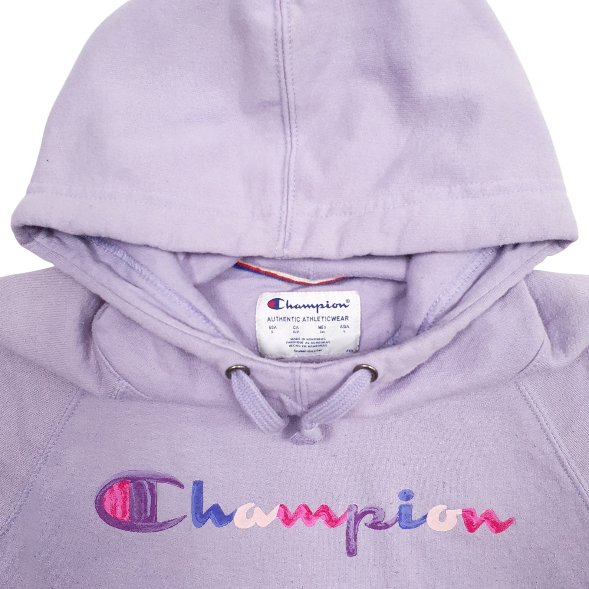 Womens Purple Champion Spellout Hoodie Jumper