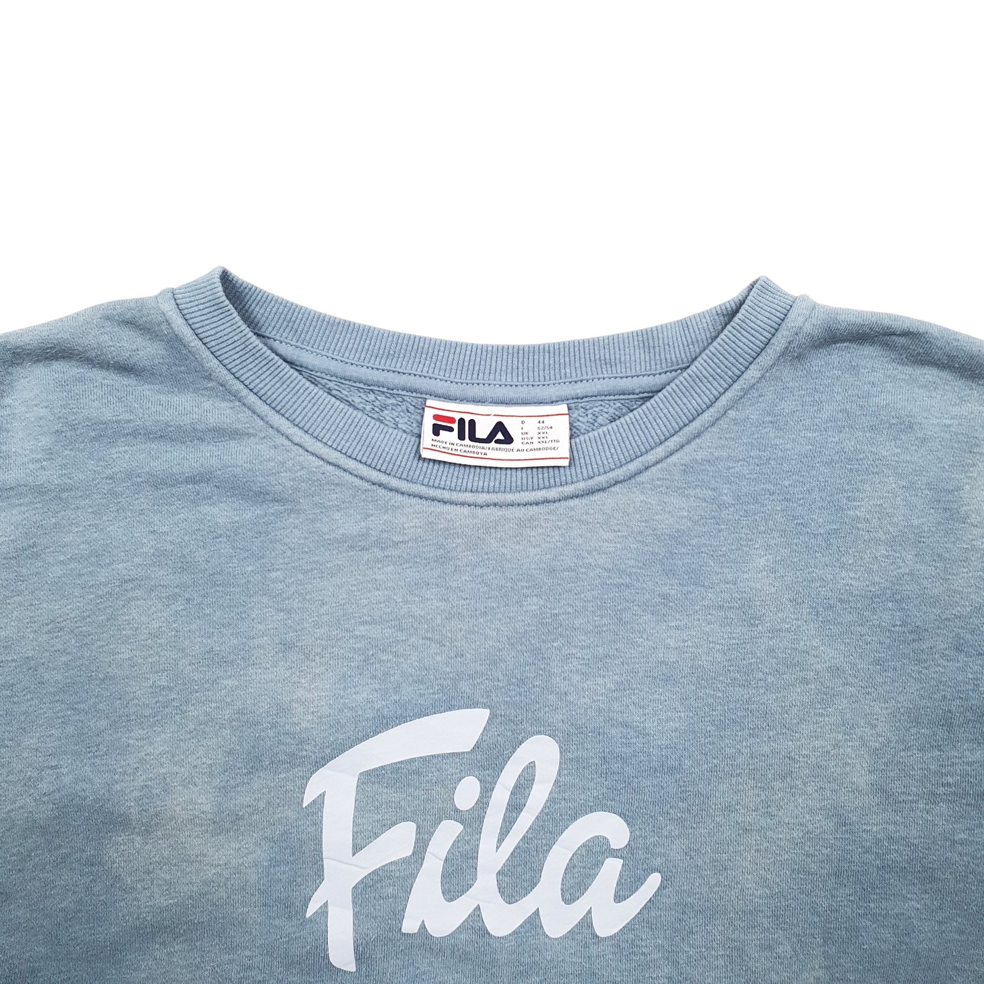 Womens Blue Fila Spellout Crewneck Jumper