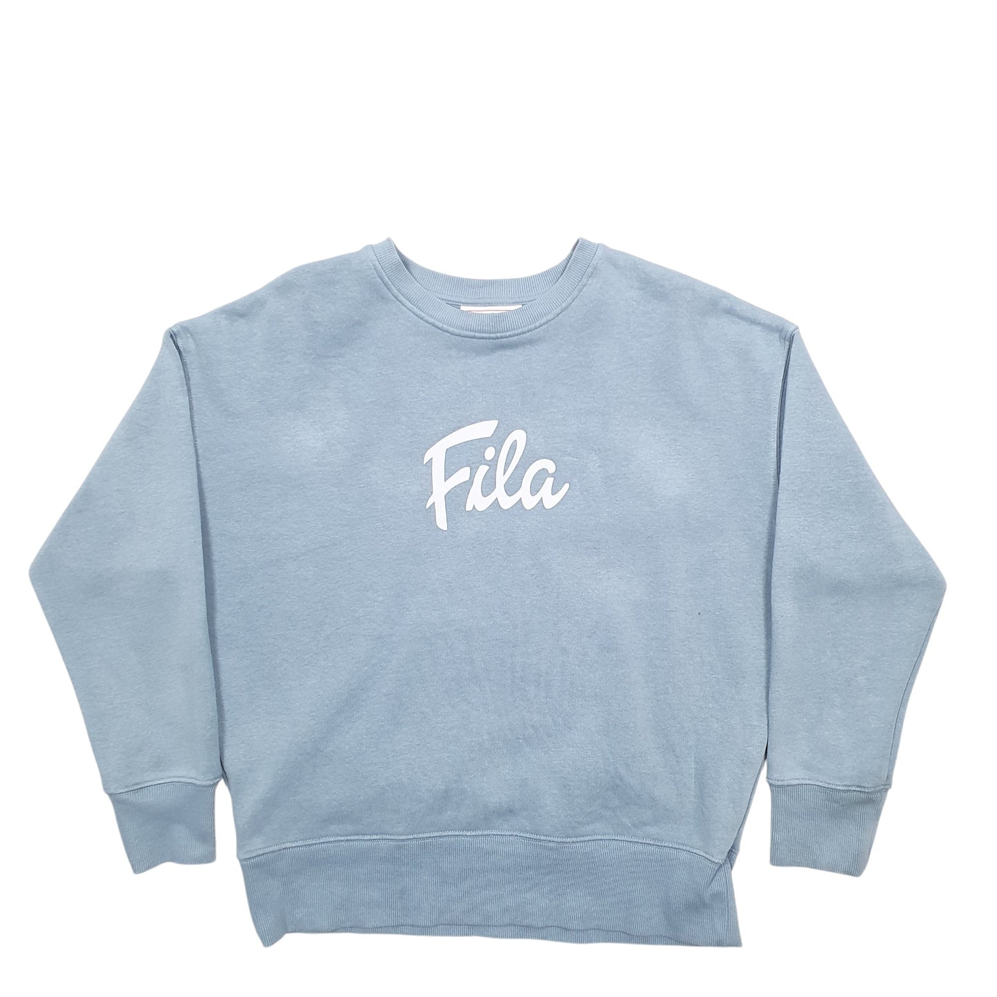Womens Blue Fila Spellout Crewneck Jumper