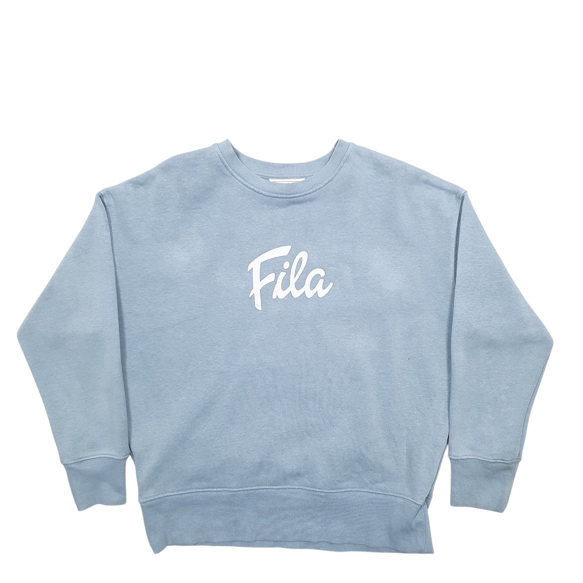 Womens Blue Fila Spellout Crewneck Jumper