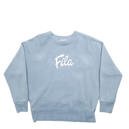 Womens Blue Fila Spellout Crewneck Jumper