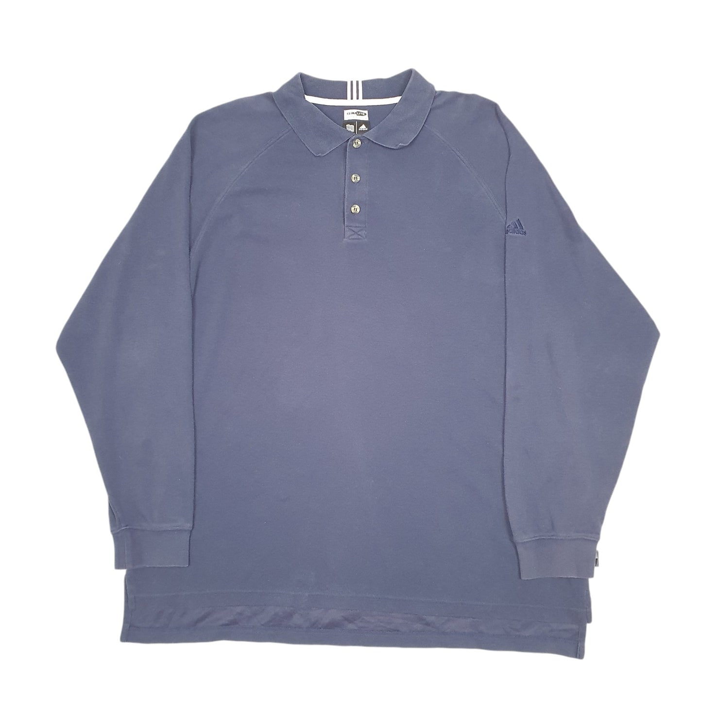 Mens Navy Adidas Climalite Stretch Long Sleeve Polo Shirt