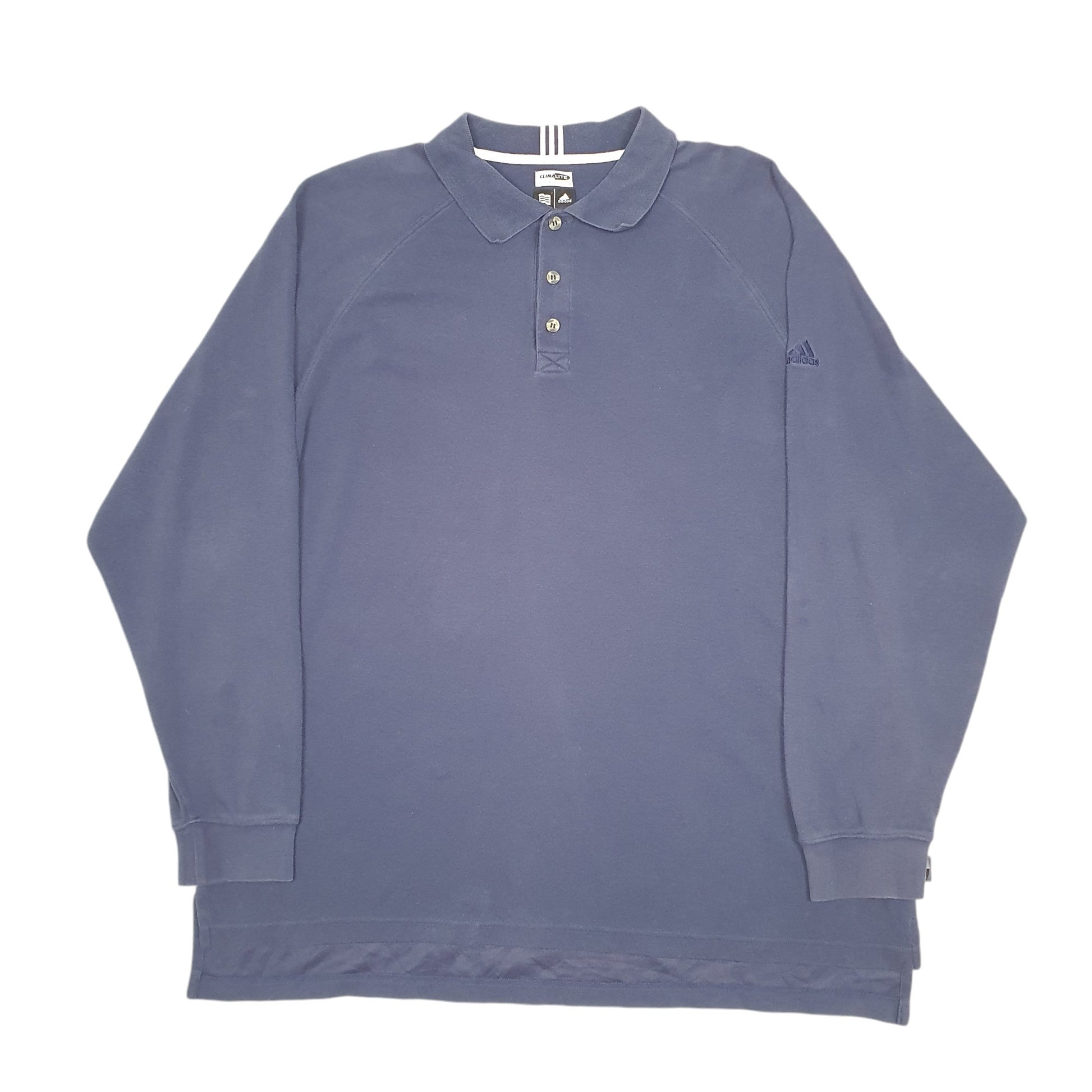 Mens Navy Adidas Climalite Stretch Long Sleeve Polo Shirt