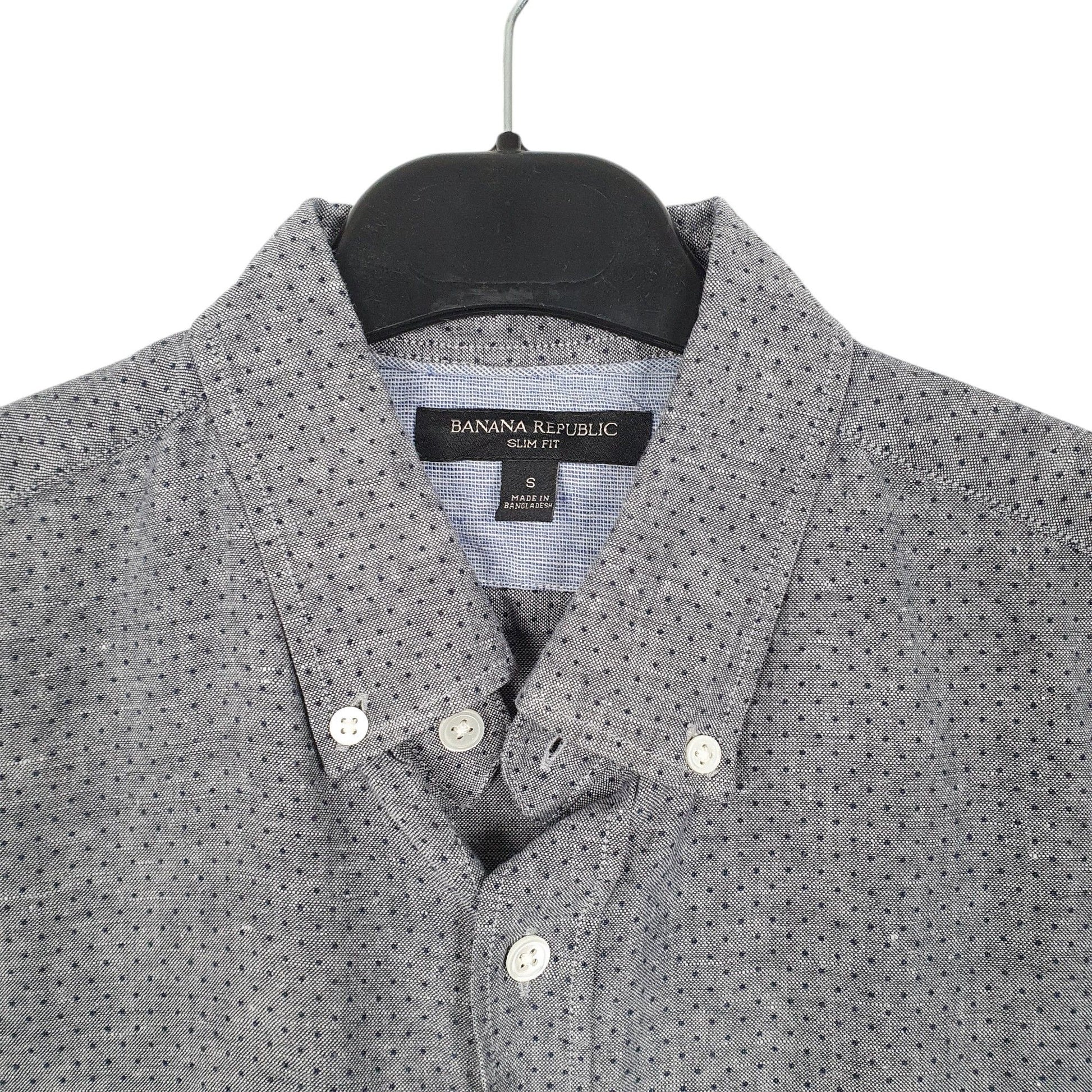 Mens Grey Banana Republic Dots Long Sleeve Shirt