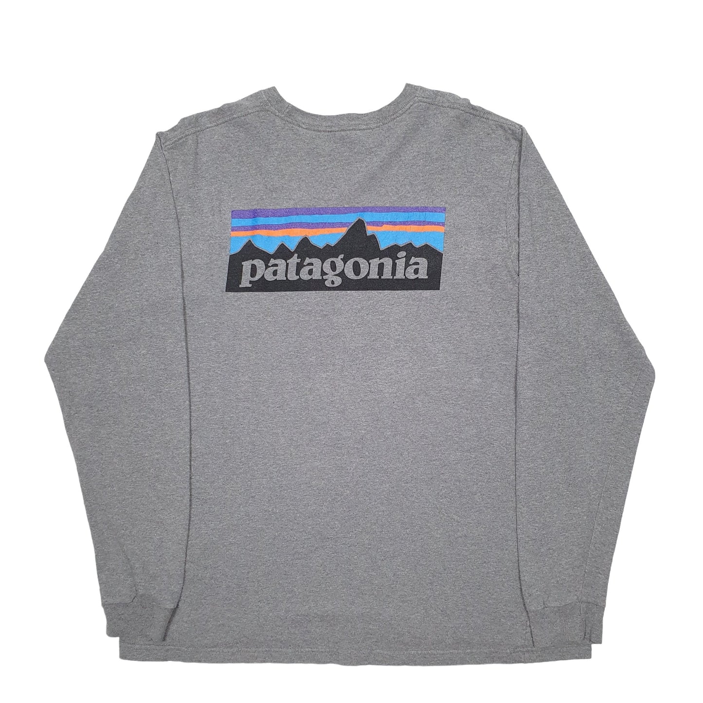 Mens Grey Patagonia Spellout Long Sleeve T Shirt