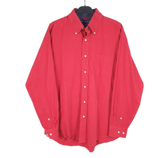 Mens Red Tommy Hilfiger Oxford Long Sleeve Shirt