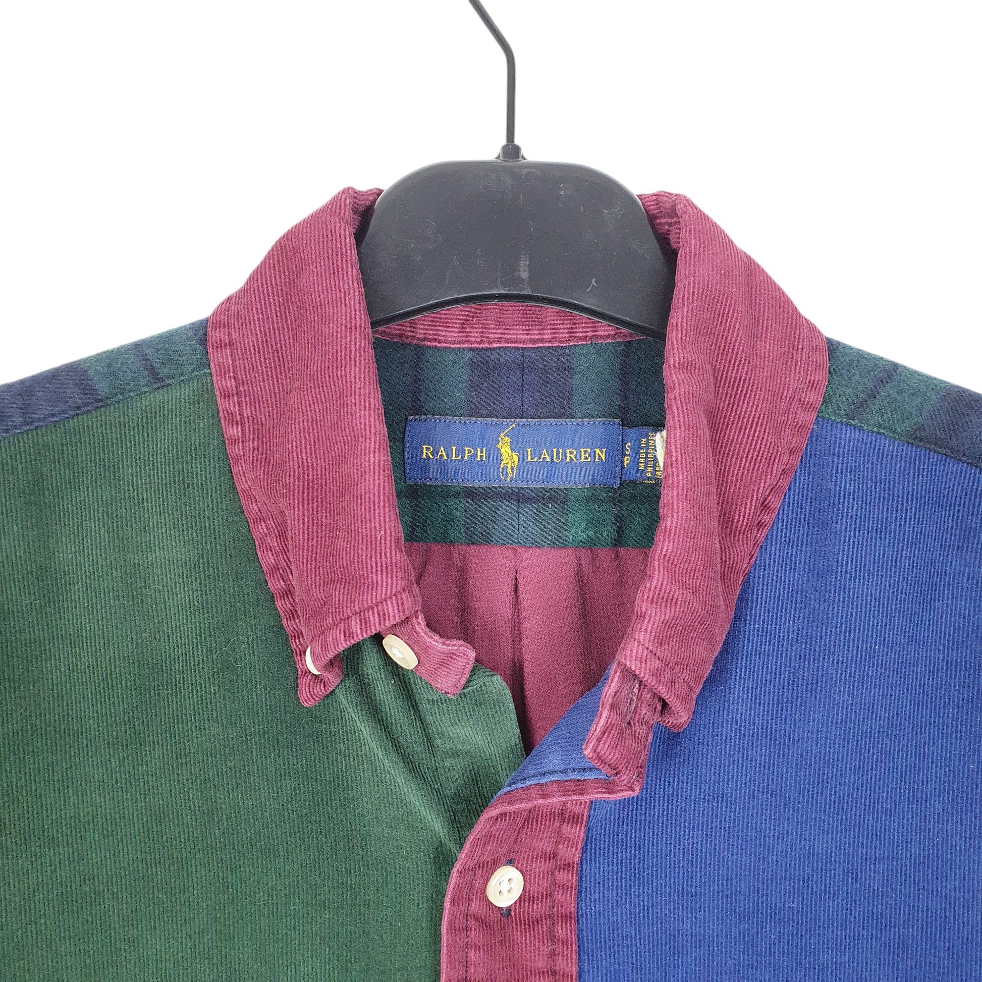 Mens Green Ralph Lauren Corduroy Overshirt Shacket Colour block Long Sleeve Shirt