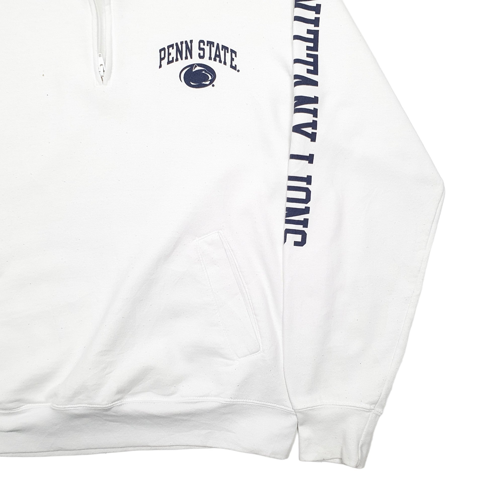 Mens Champion White Quarter Zip Penn State USA College Jumper L Bundl Clothing