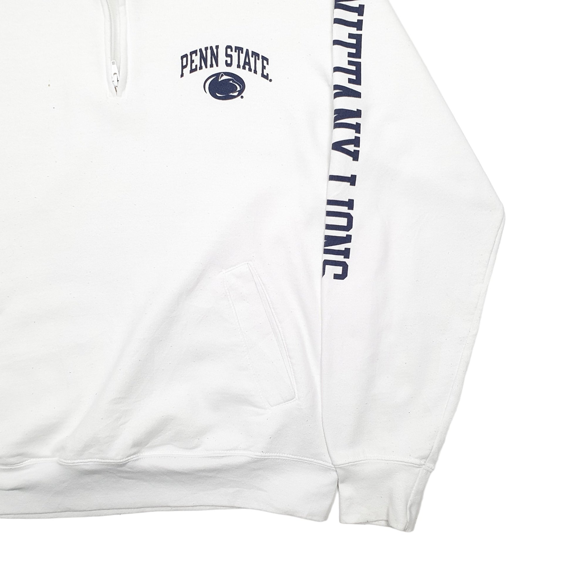 Mens White Champion Penn State USA College Quarter Zip Jumper