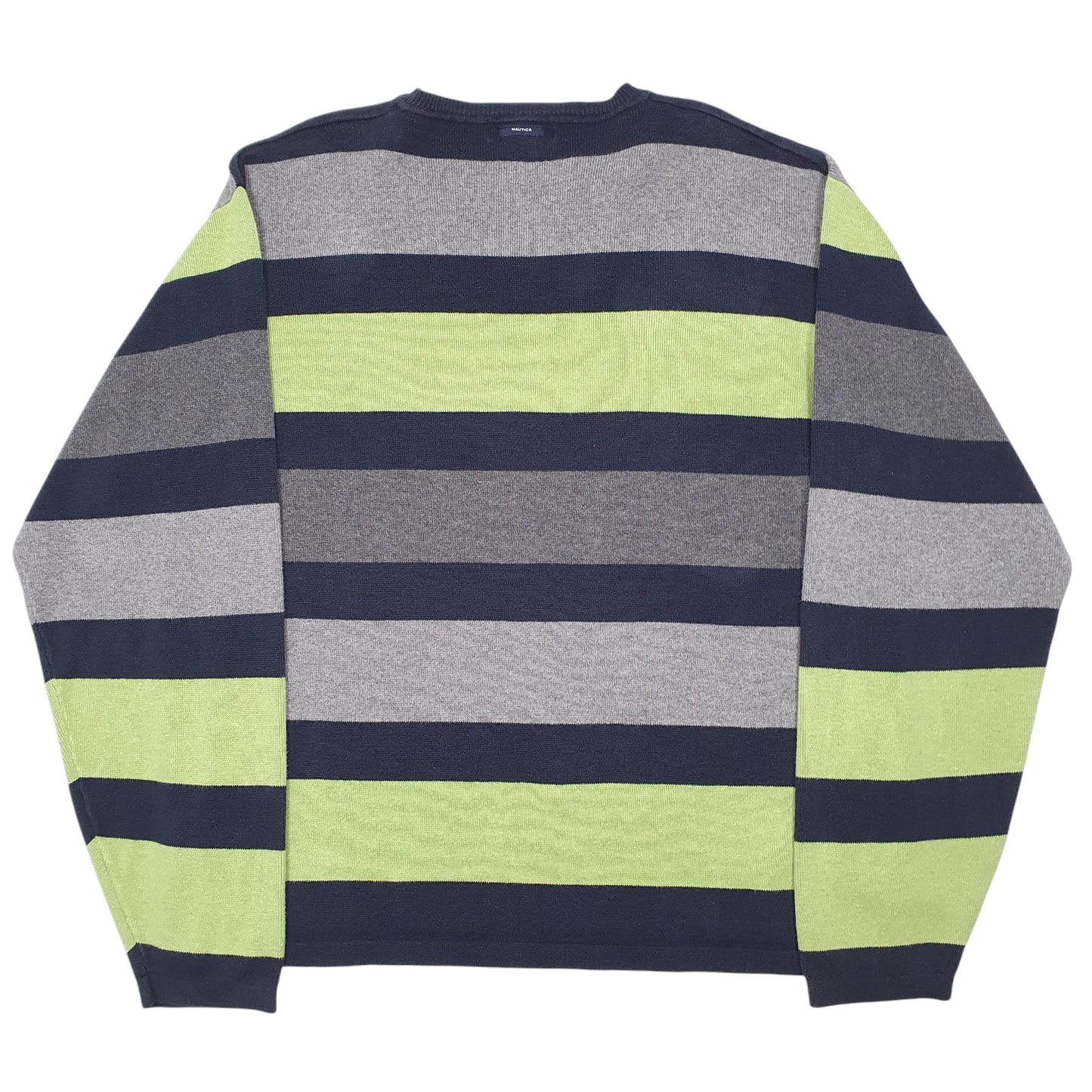 Mens Grey Nautica Knit Striped Crewneck Jumper