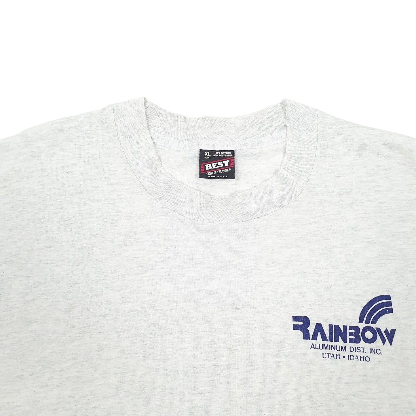 Mens Grey Fruit Of The Loom Single Stitch Vintage 90s Short Sleeve T Shirt