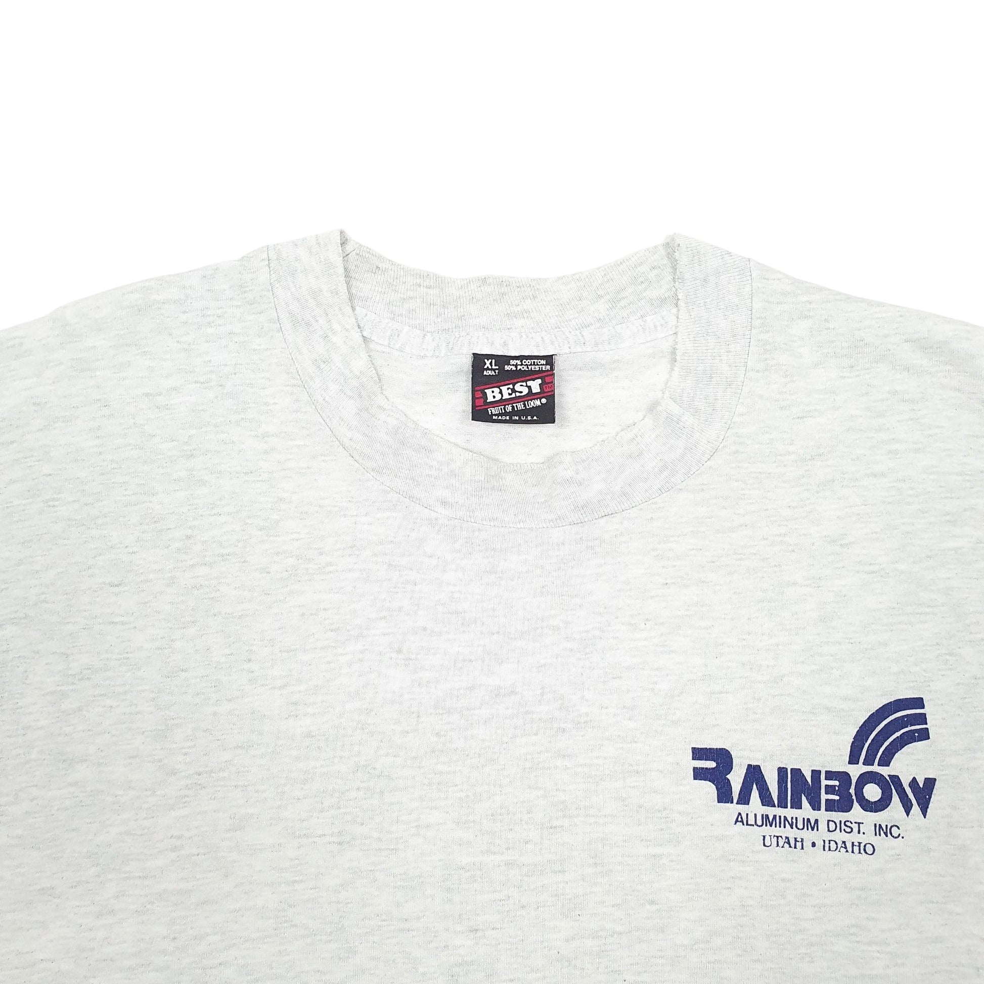 Mens Grey Fruit Of The Loom Single Stitch Vintage 90s Short Sleeve T Shirt