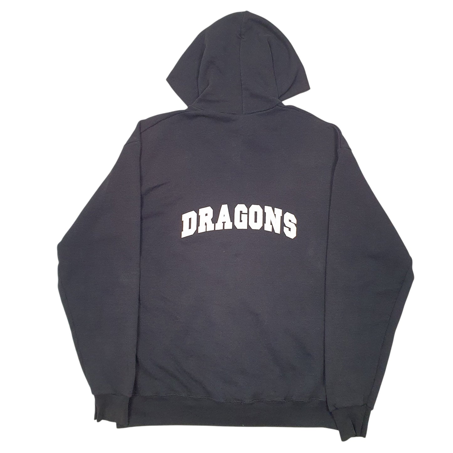 Mens Black Lee Hoodie Vintage Heavyweight LO Dragons Full Zip Jumper