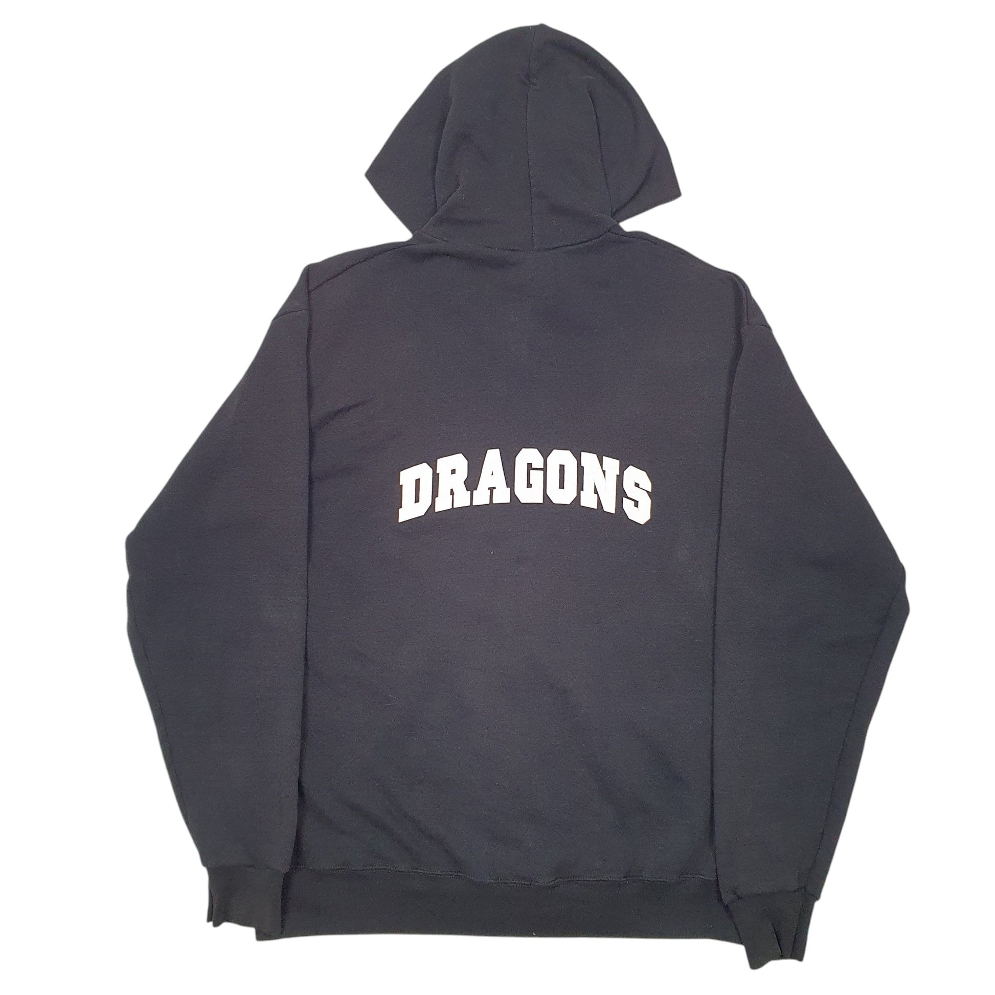 Mens Black Lee Hoodie Vintage Heavyweight LO Dragons Full Zip Jumper
