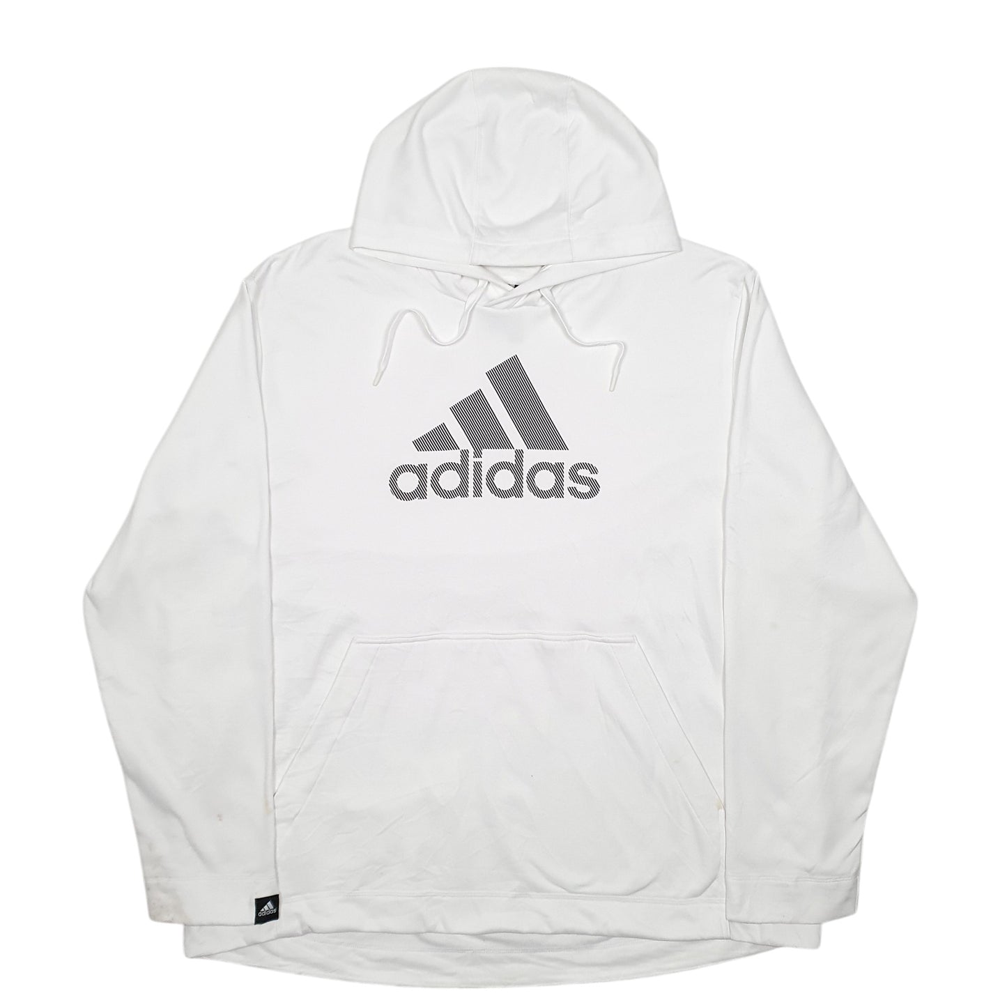 Mens White Adidas Spellout Active Workout Gym Running Hoodie Jumper