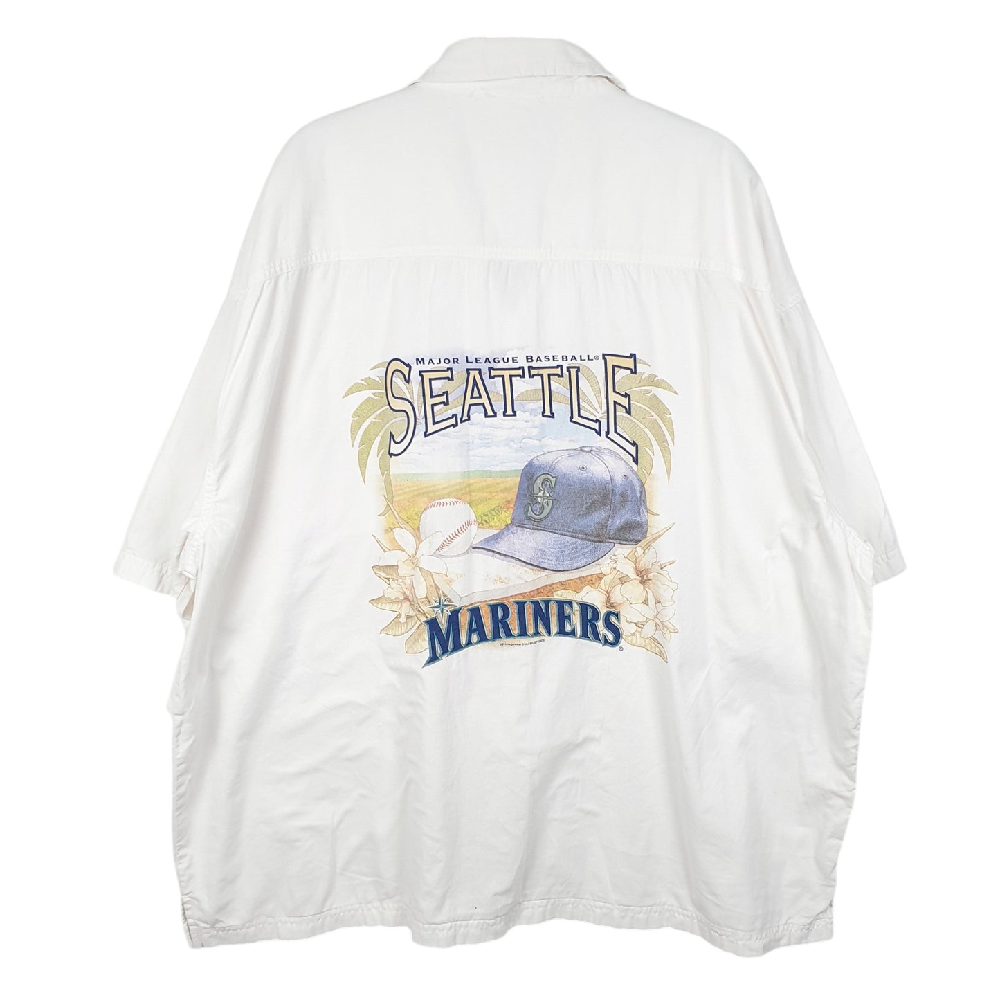Mens White Lee Sport Seattle mariners Baseball MLB 2005 Short Sleeve Shirt
