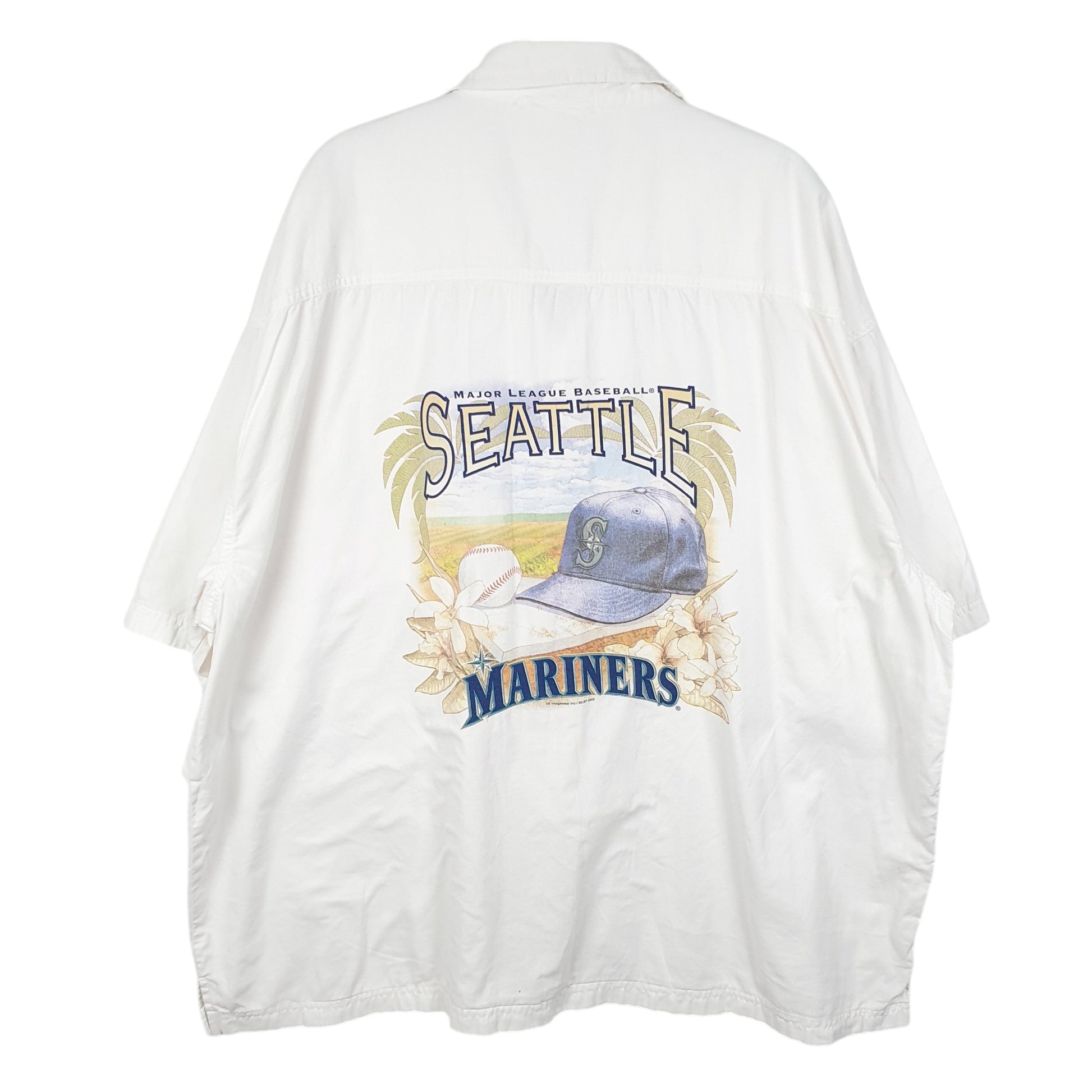 Mens White Lee Sport Seattle mariners Baseball MLB 2005 Short Sleeve Shirt