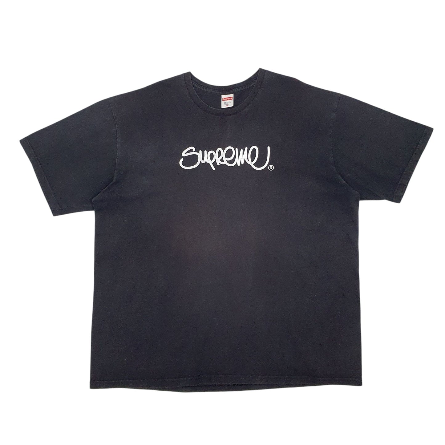 Mens Black Supreme Spellout Pre-shrunk Made In USA Short Sleeve T Shirt