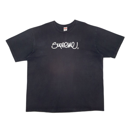 Mens Black Supreme Spellout Pre-shrunk Made In USA Short Sleeve T Shirt