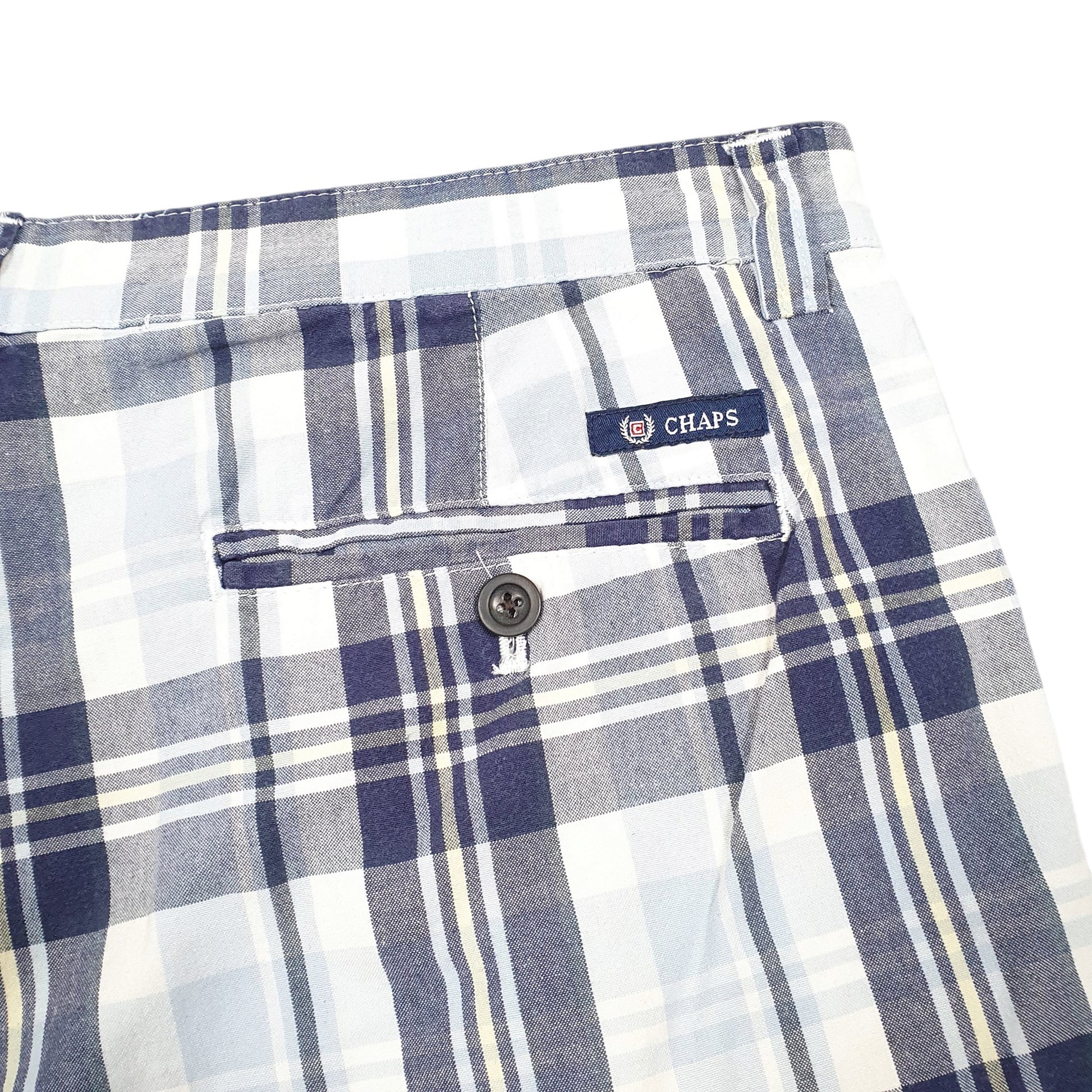 Mens Blue Chaps Madras Ivy League Chino Shorts