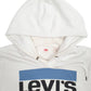 Mens White Levis Spellout Hoodie Jumper