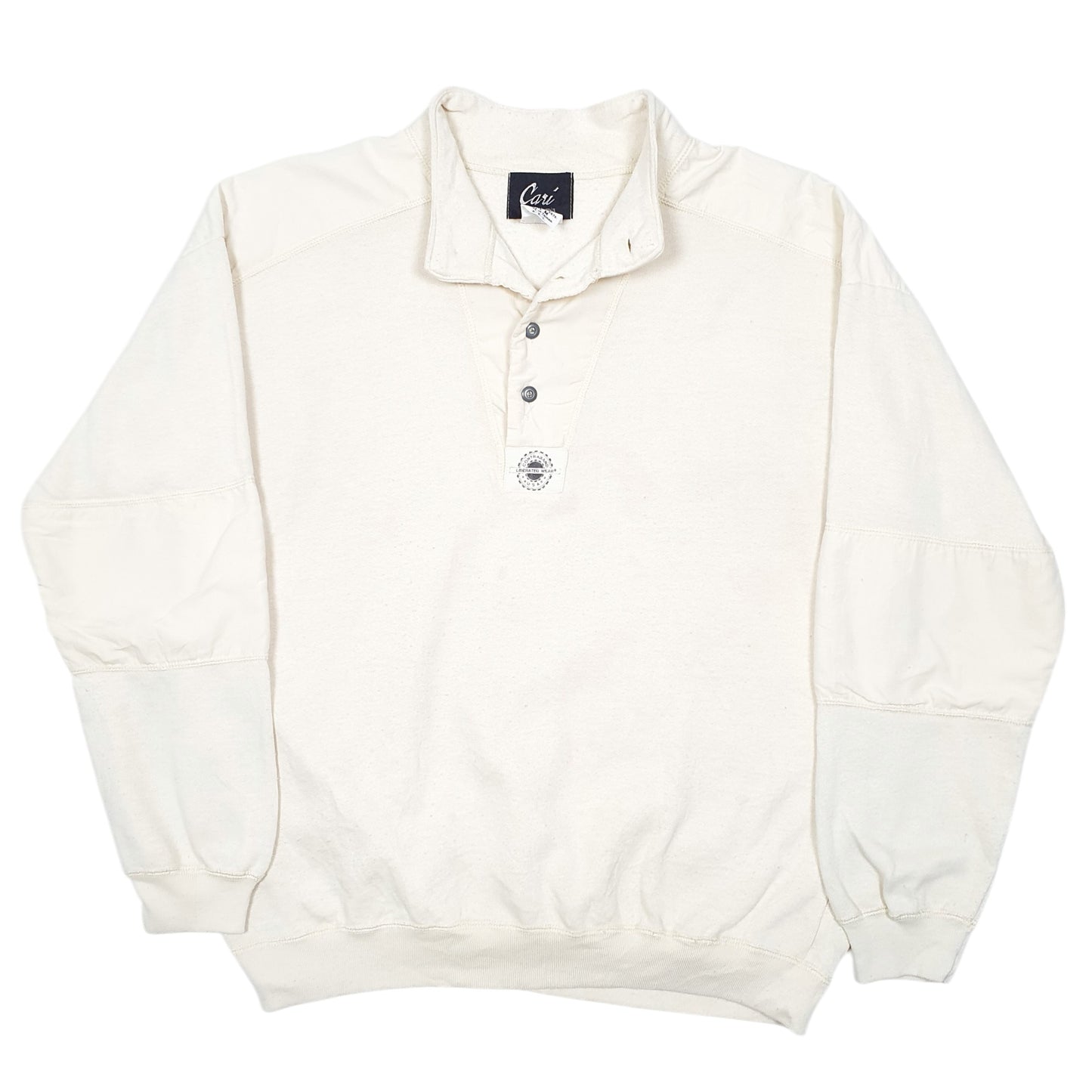 Mens Cream Cali Pop Over Button California Quarter Zip Jumper