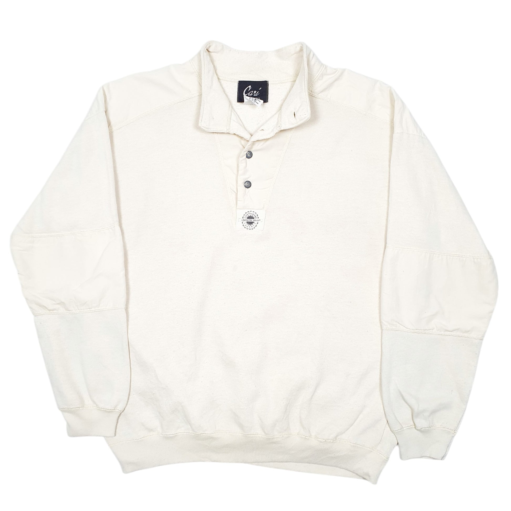 Mens Cream Cali Pop Over Button California Quarter Zip Jumper