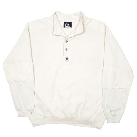 Mens Cream Cali Pop Over Button California Quarter Zip Jumper