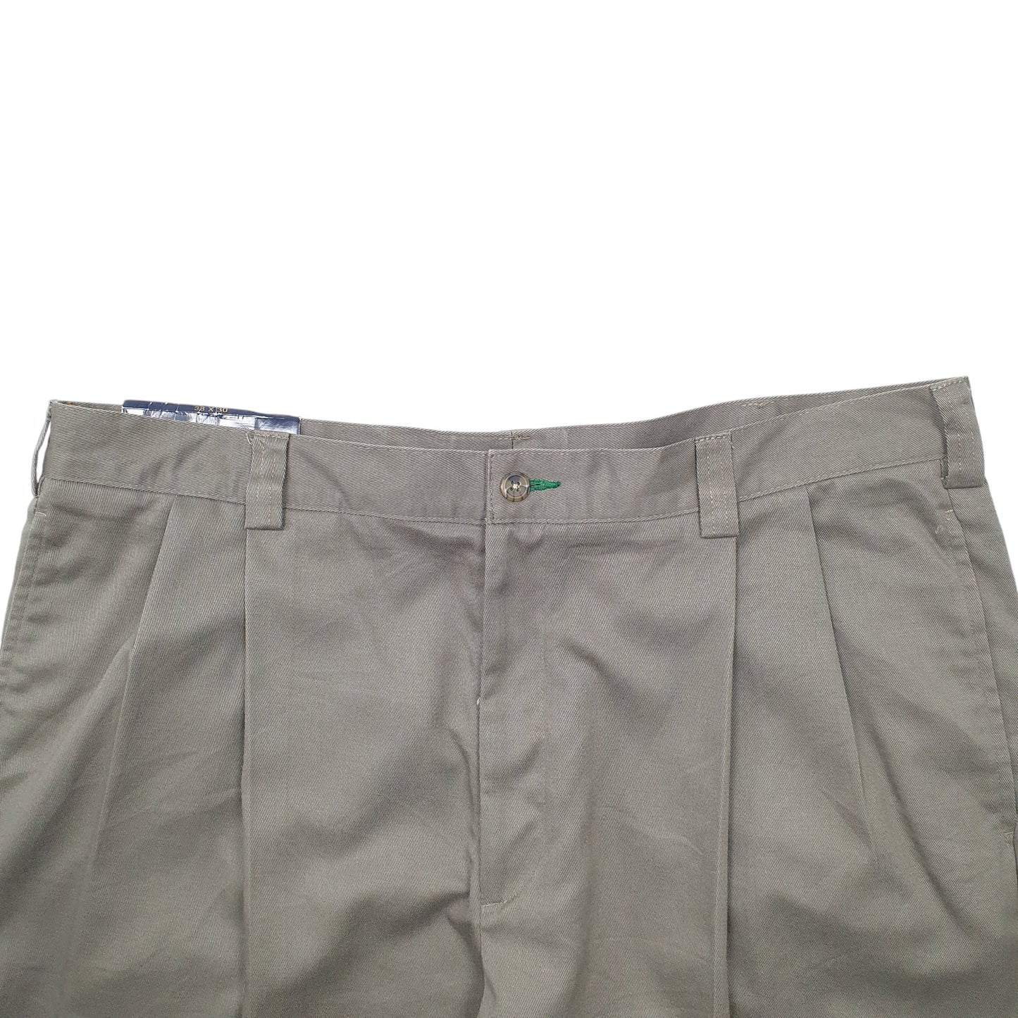 Mens Khaki Tommy Hilfiger Double Pleated Vintage 2000's Chino Trousers