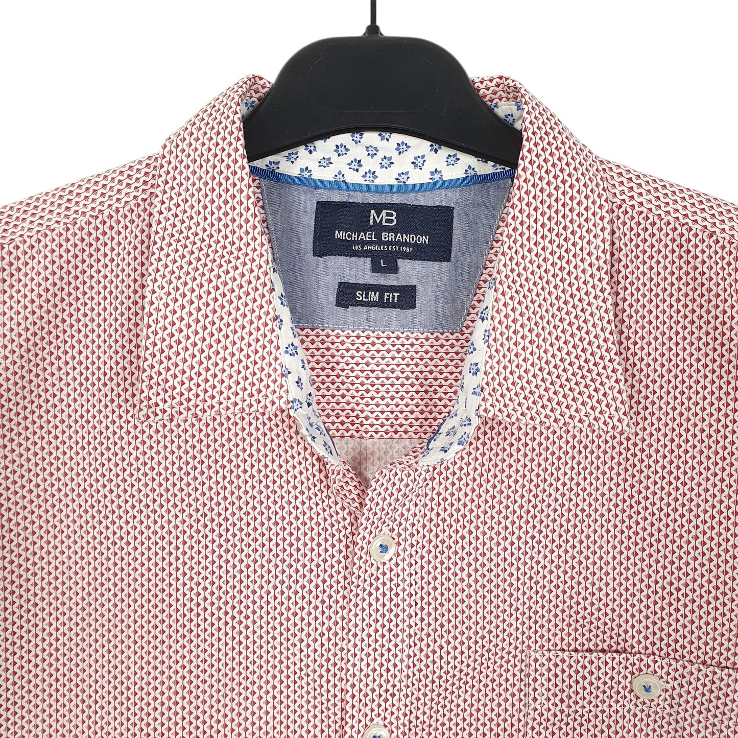 Mens Red Michael Brandon Los Angeles Short Sleeve Shirt