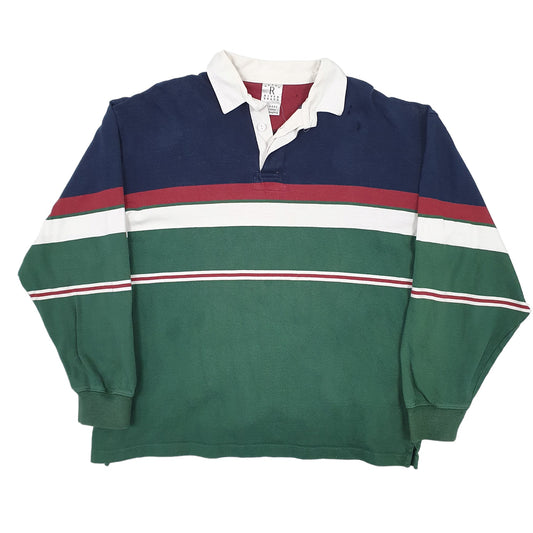 Mens Green Arrow River Brand Rugby Long Sleeve Polo Shirt