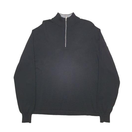 Mens Black Toscano  Quarter Zip Jumper