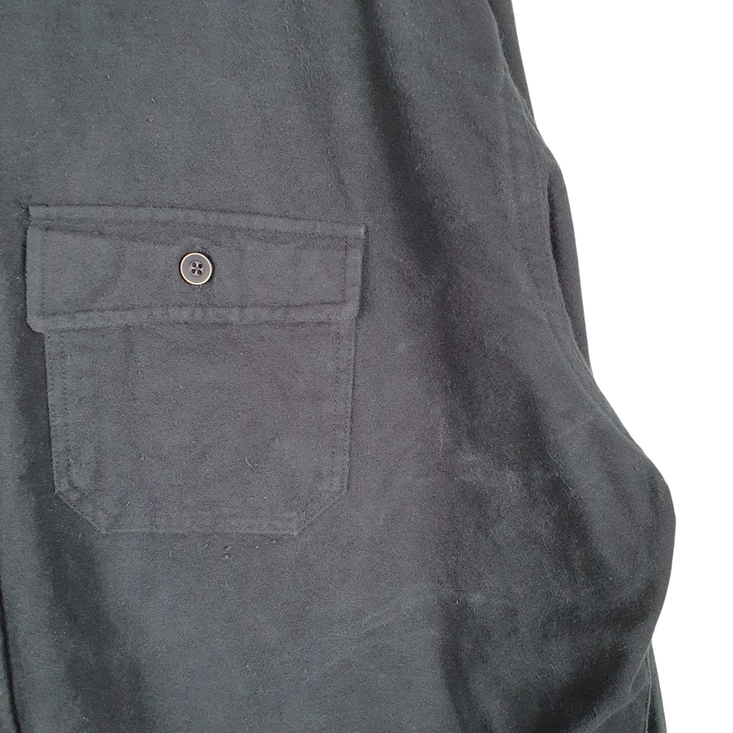 Mens Navy L.L.Bean Vintage Chamois Overshirt Made In USA Long Sleeve Shirt