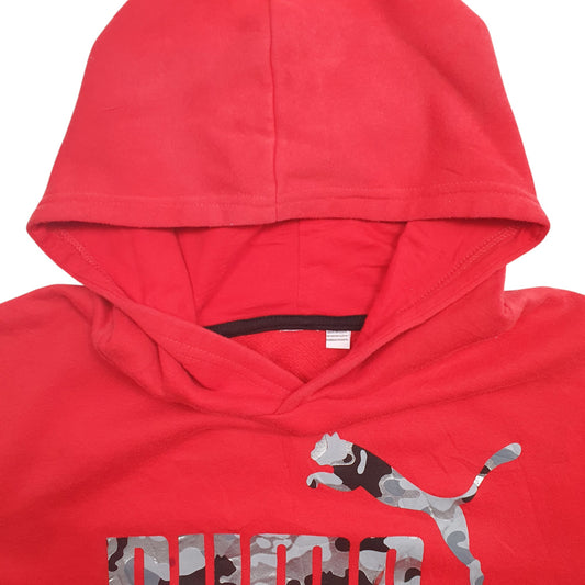 Mens Red Puma Spellout Hoodie Jumper