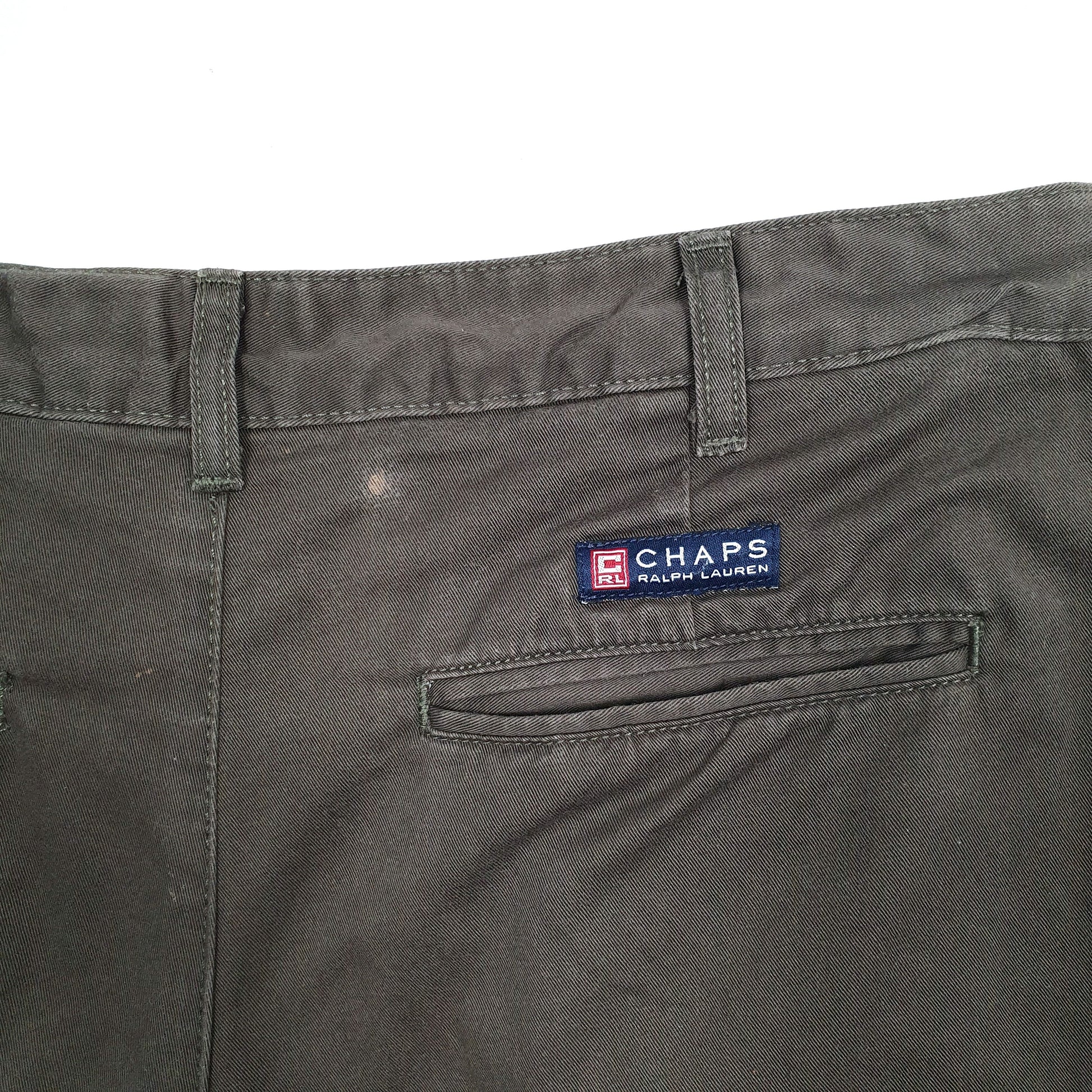 Mens Green Ralph Lauren Chaps Vintage 1990s Double Pleated Chino Shorts