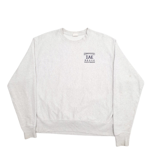 Mens Grey Champion Mountain Weekend Spellout Crewneck Jumper