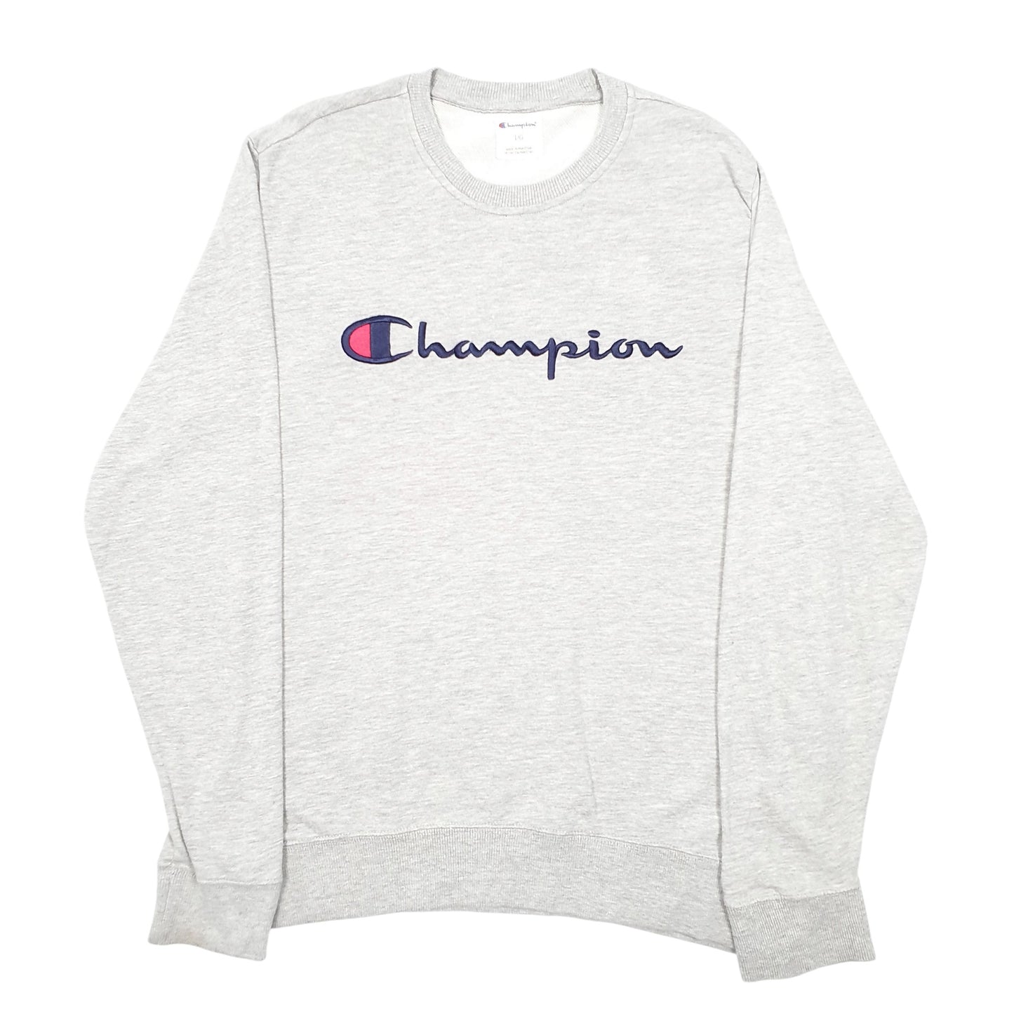 Mens Grey Champion Script Crewneck Jumper