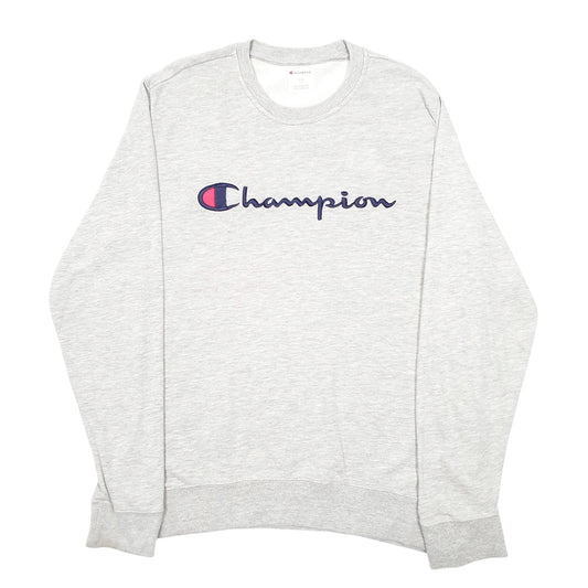 Mens Grey Champion Script Crewneck Jumper