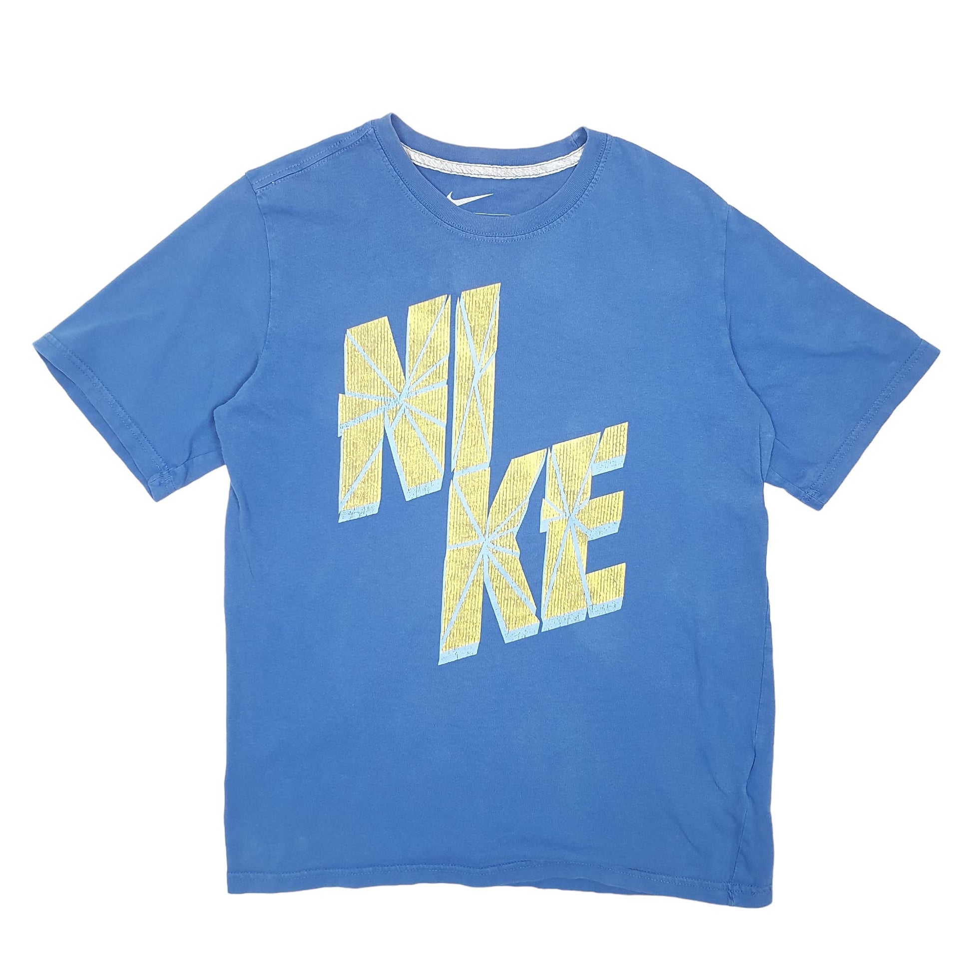 Mens Blue Nike Spellout Short Sleeve T Shirt