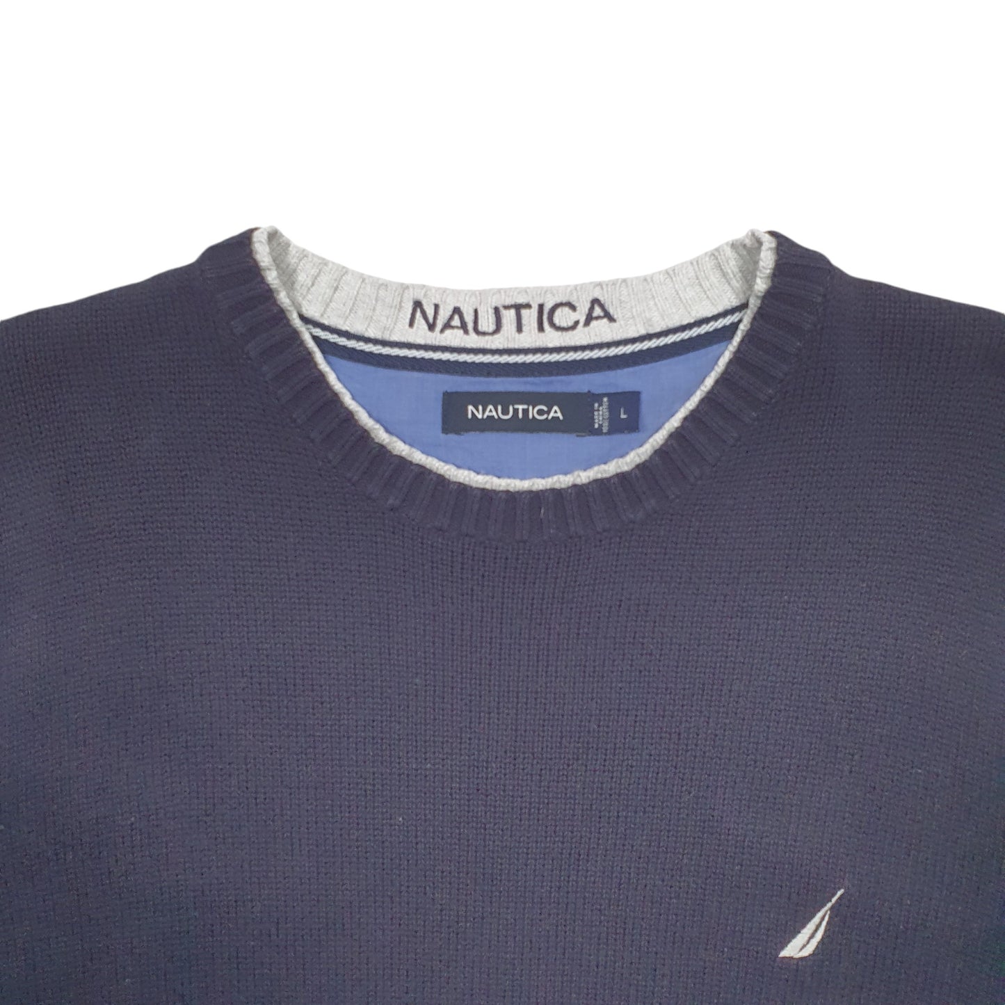 Mens Navy Nautica Knit Crewneck Jumper