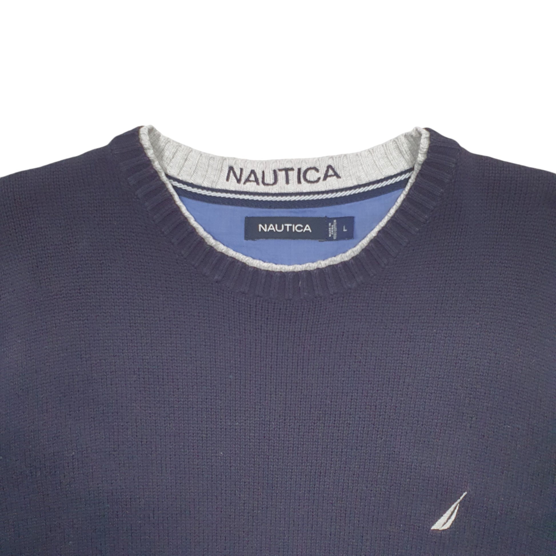 Mens Navy Nautica Knit Crewneck Jumper