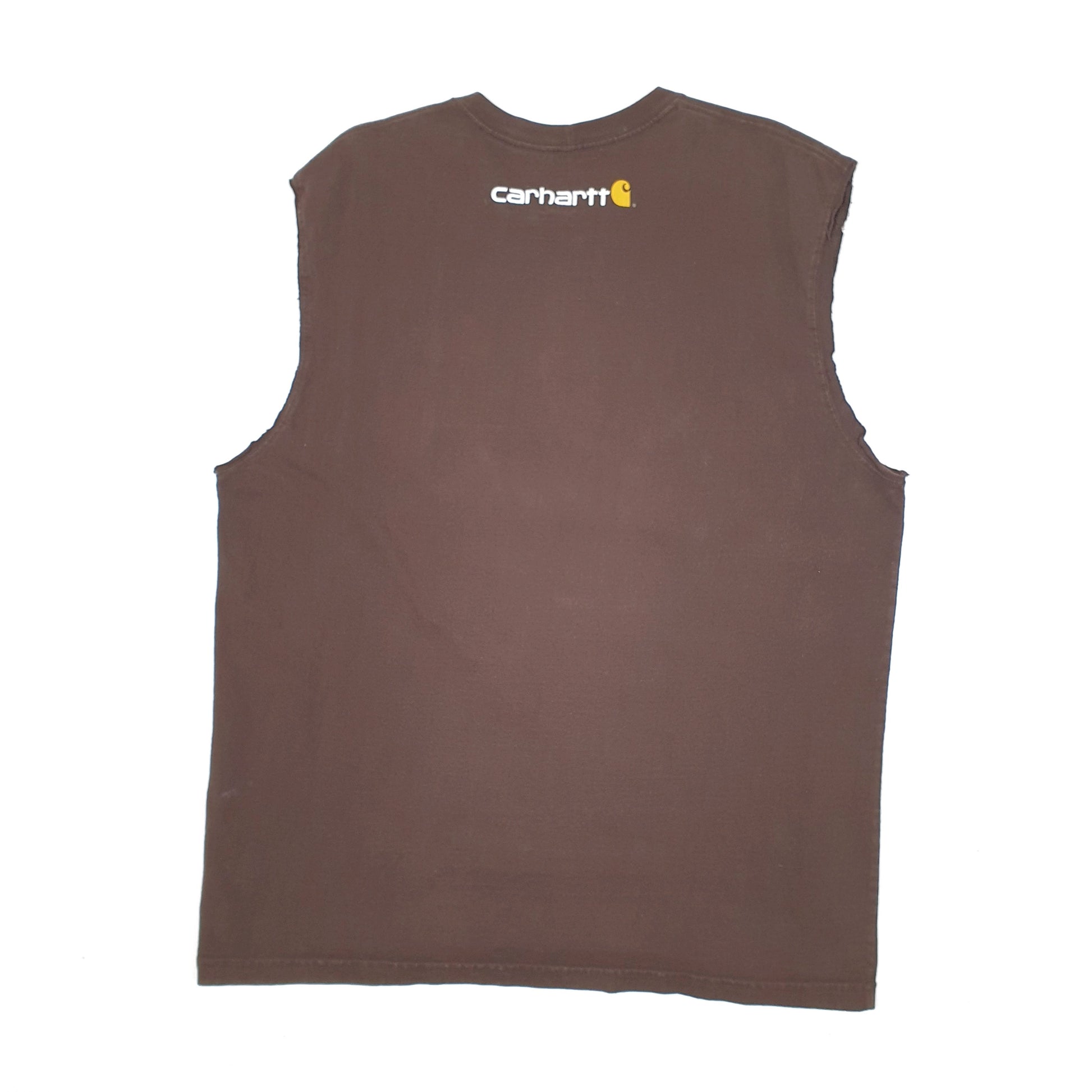 Mens Brown Carhartt Sleeveless Vest Short Sleeve T Shirt