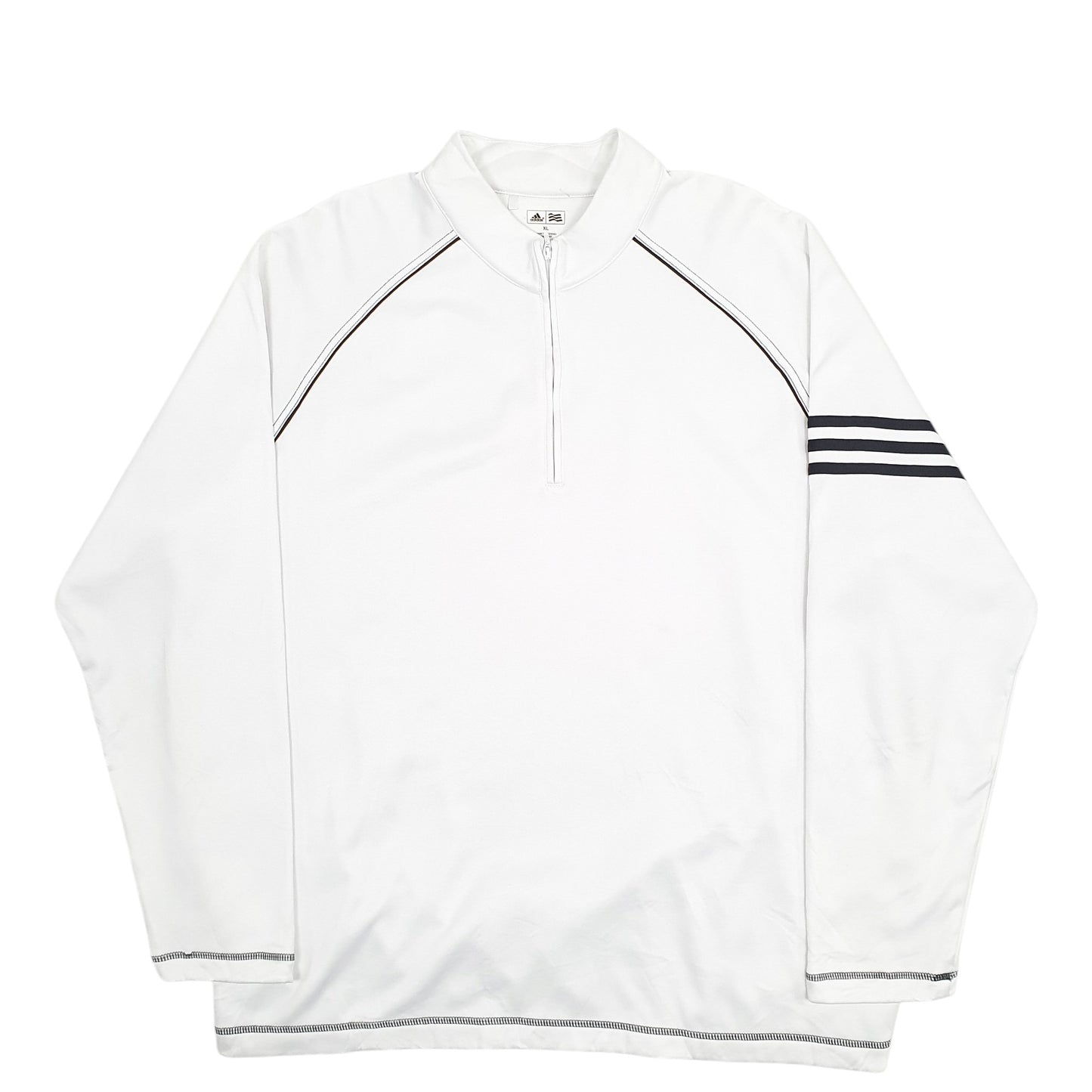 Mens White Adidas  Quarter Zip Jumper