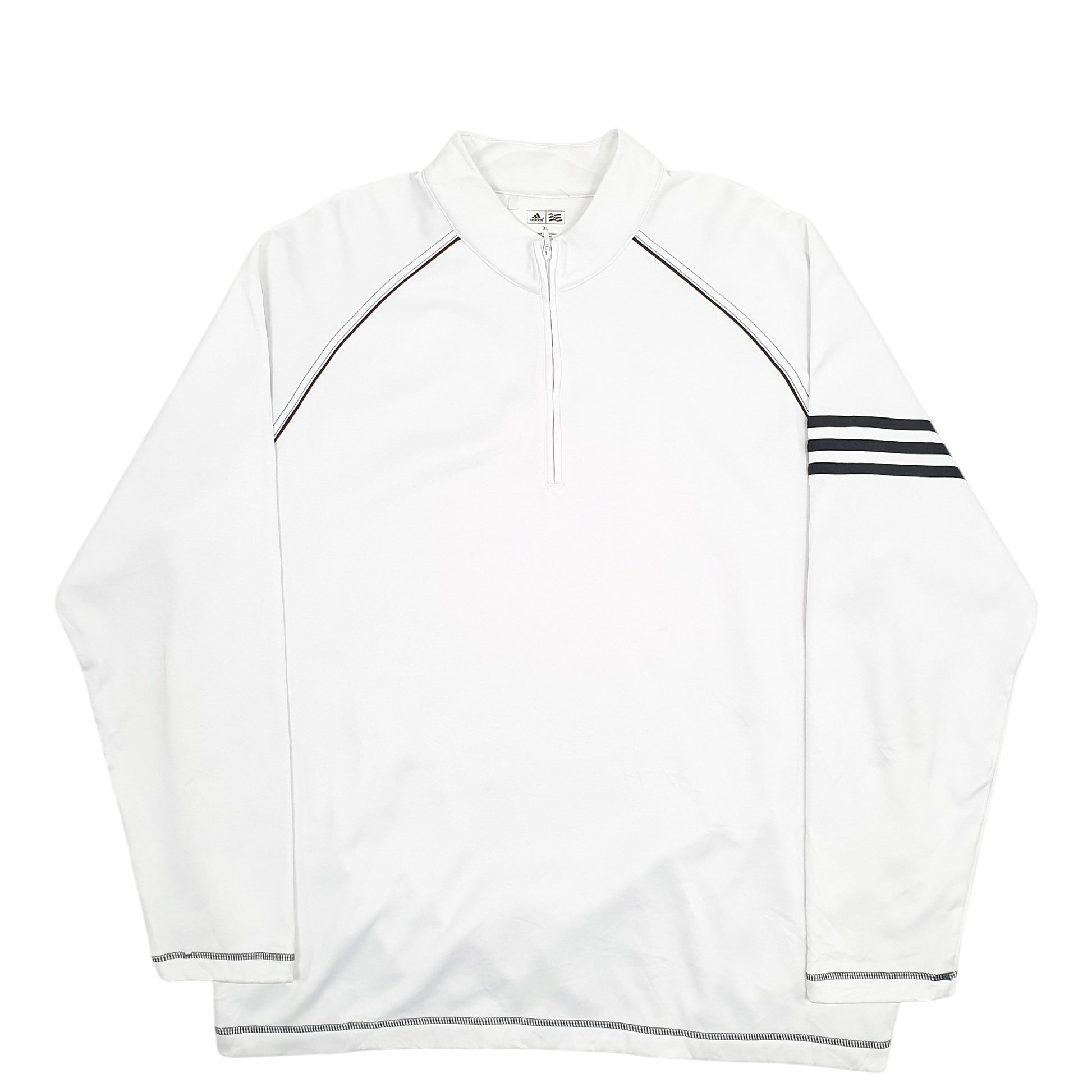 Mens White Adidas  Quarter Zip Jumper