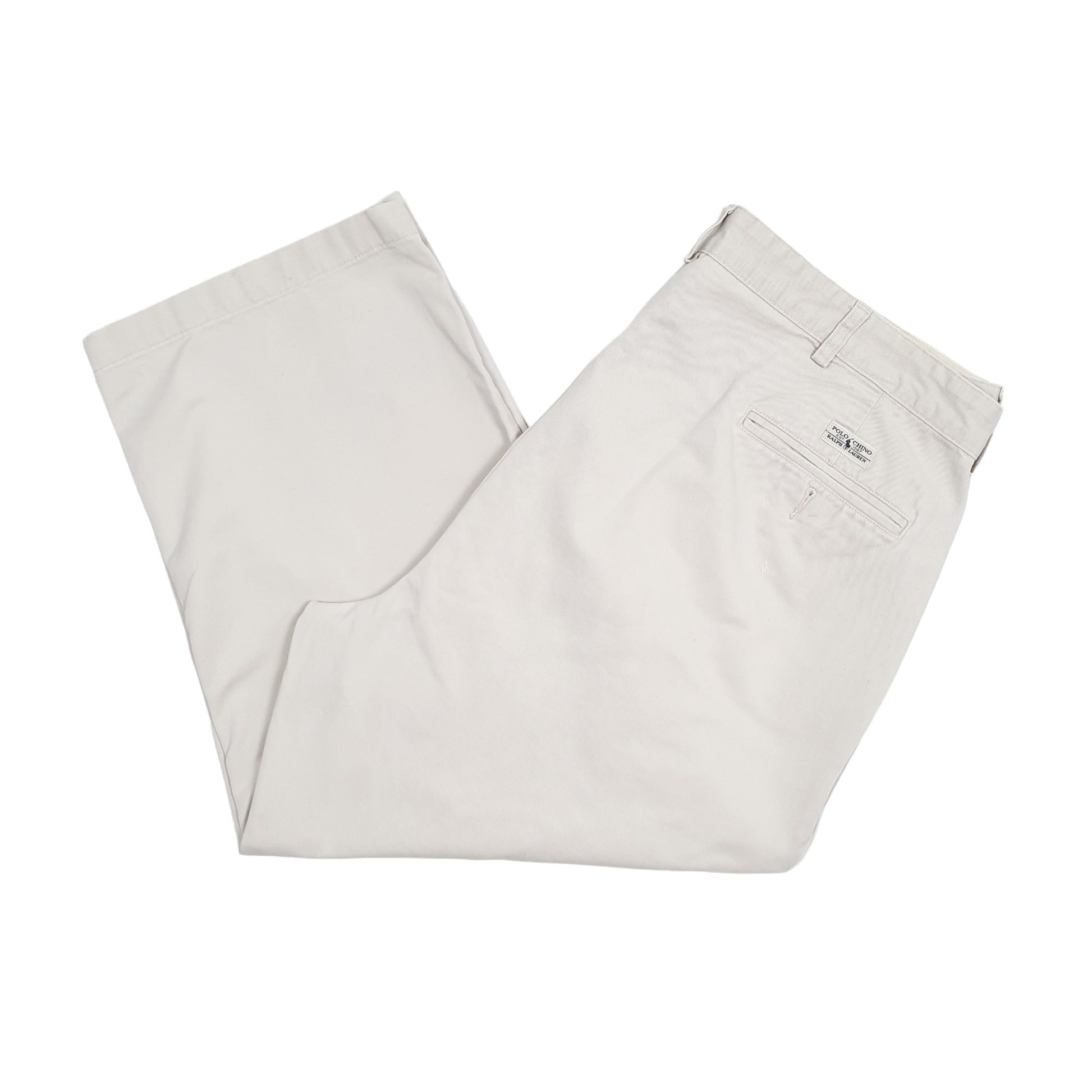 Mens Beige Polo Ralph Lauren Vintage 90s Hemmed Chino Trousers