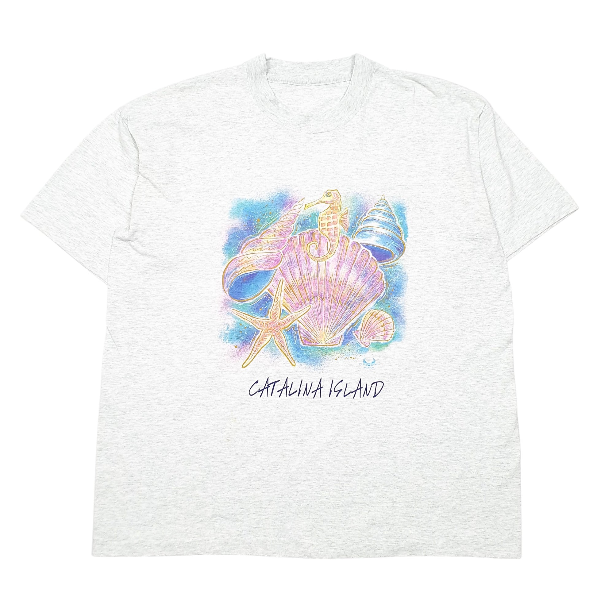 Mens Grey Unbranded Single Stitch Vintage 90s Catalina Island Short Sleeve T Shirt