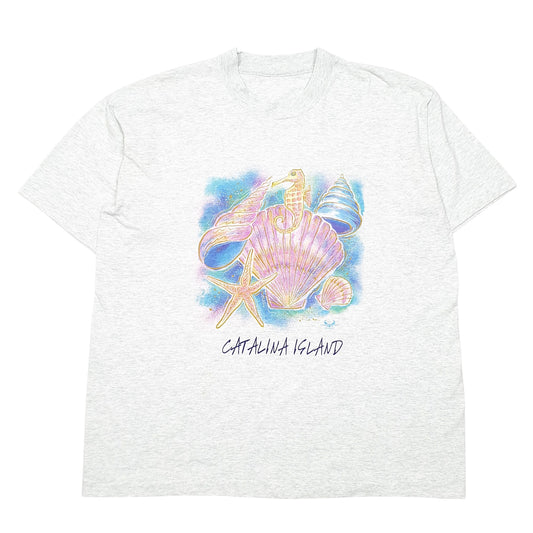 Mens Grey Unbranded Single Stitch Vintage 90s Catalina Island Short Sleeve T Shirt