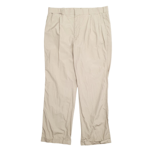 Mens Beige Lands End Double Pleated Chino Trousers